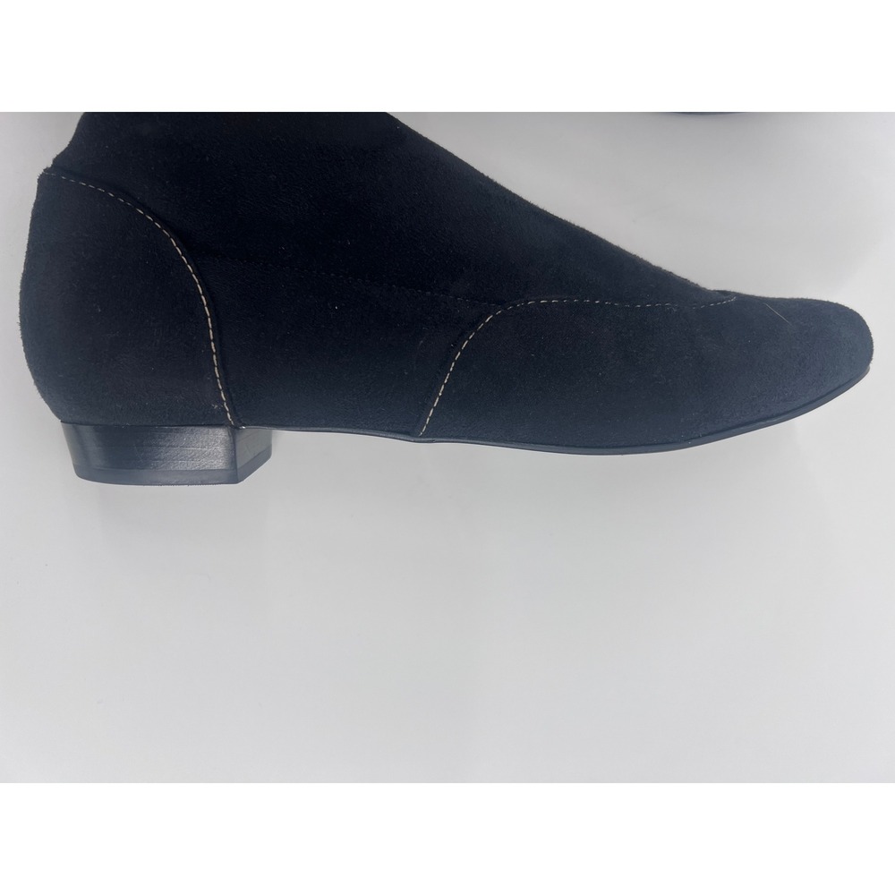 Boden Black Suede Tall Stretch Boots Flat Pull On Size 40 - Picture 5 of 7